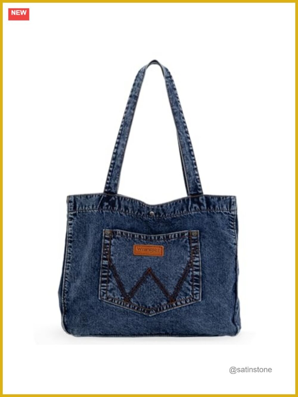 Denim Tote Bag W Stitch Pocket Washable Lightweight Shoulder Bag for Work Travel